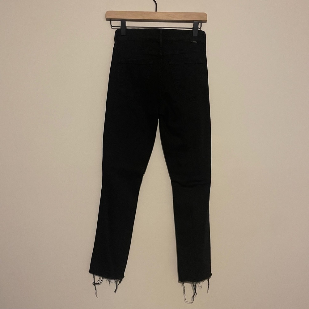 Mother jeans The Rascal Ankle Fray Guilty as Sin 24 black denim casual edgy - Picture 3 of 7